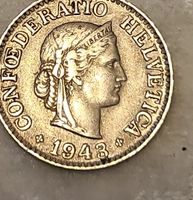Seltene Schweizer 5 Rappen Münze, Jahrgang 1942, Top Zustand