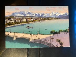 Schweiz 1919 AK Zürich Quaibrücke Dampfschiff Alpen
