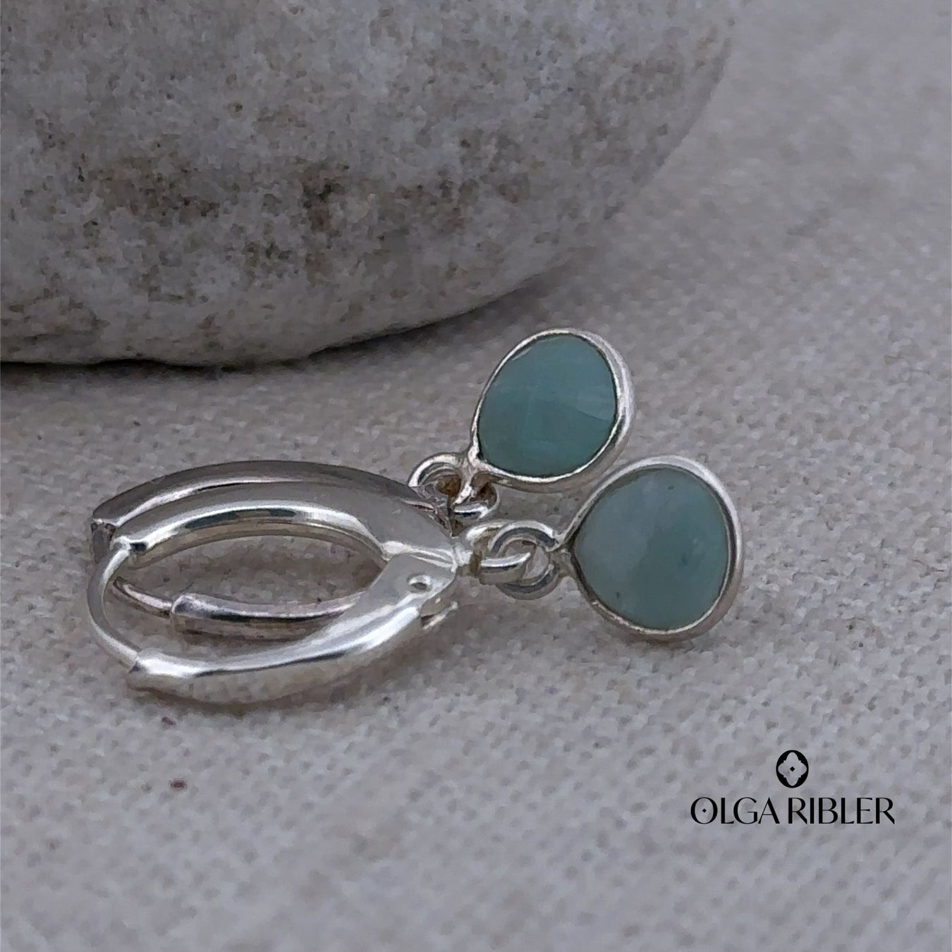 Olga Ribler Orecchini pendenti & Orecchini a lobo: Sterling Silber 925 Creolen mit Amazonite – Nuovo (secondo la descrizione) da Luzern venduto da Schmuckoutlet 4