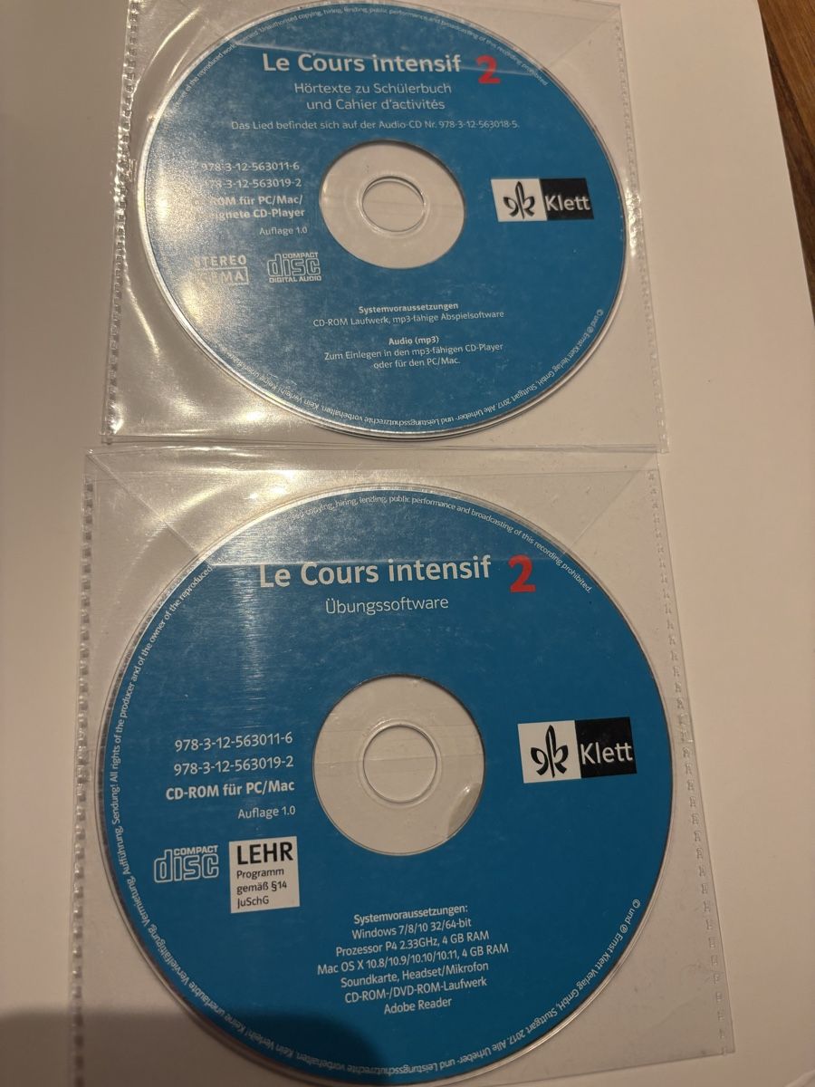 CD & DVD vergini: Le Cours Intensif 2 - Übungssoftware, Hörtexte Klett, CD-Rom – Usato da Beromünster venduto da msklef 1