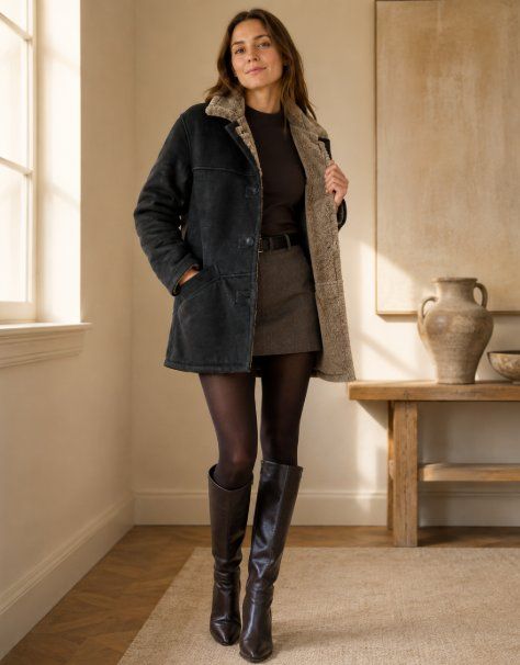 Cappotti: Original Shearling Lammfellmantel schwarz – Usato da Walzenhausen venduto da Jana013