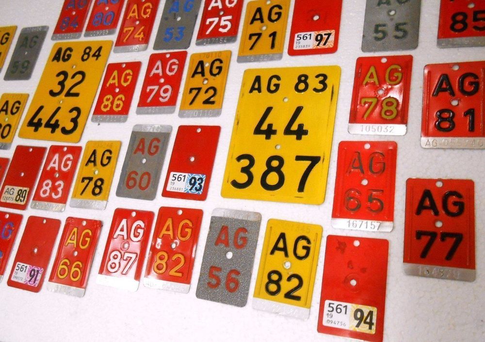 Aargau AG 37 verschiedene Nummernschilder Velonummern Mofa (Gebraucht ...