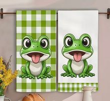 2 NIEDLICHE KÜCHEN/HANDTÜCHER *FRECHE FRÖSCHLI* NEU