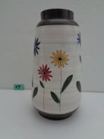 Keramik Vase handbemalt mit Blumen datiert - Vintage