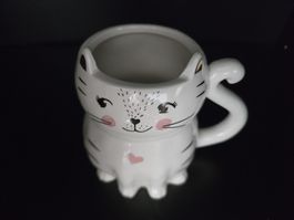 Out of the Blue Tasse Katze mit Herz weiss neuwertig