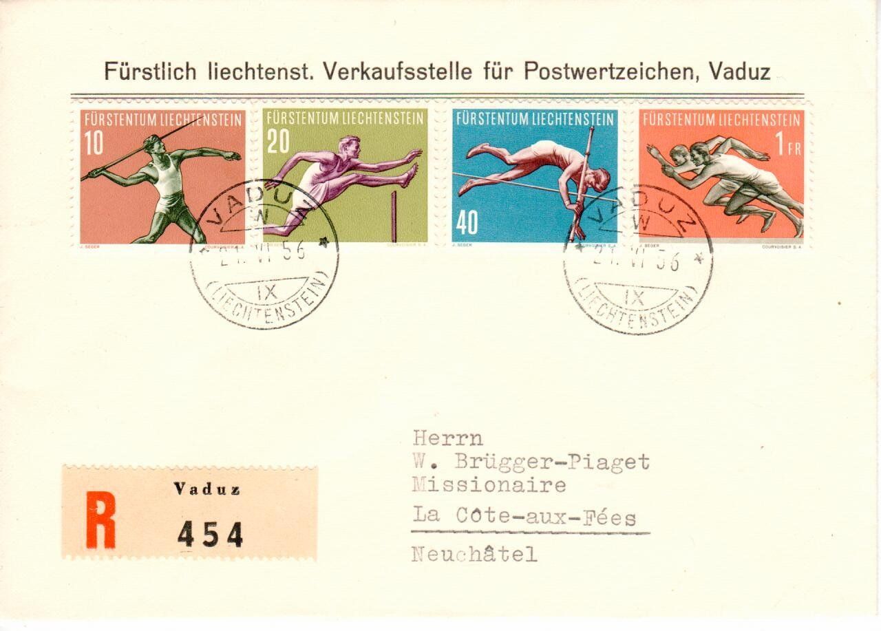 Alle Briefmarken: Liechtenstein  21.VI.56 – Gebraucht aus Wolhusen von Curver9
