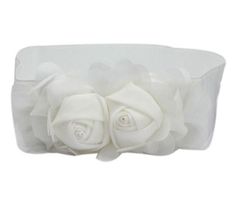 NEUER Stretch-Gürtel mit Rosen weiss für Gr. XS - 202303