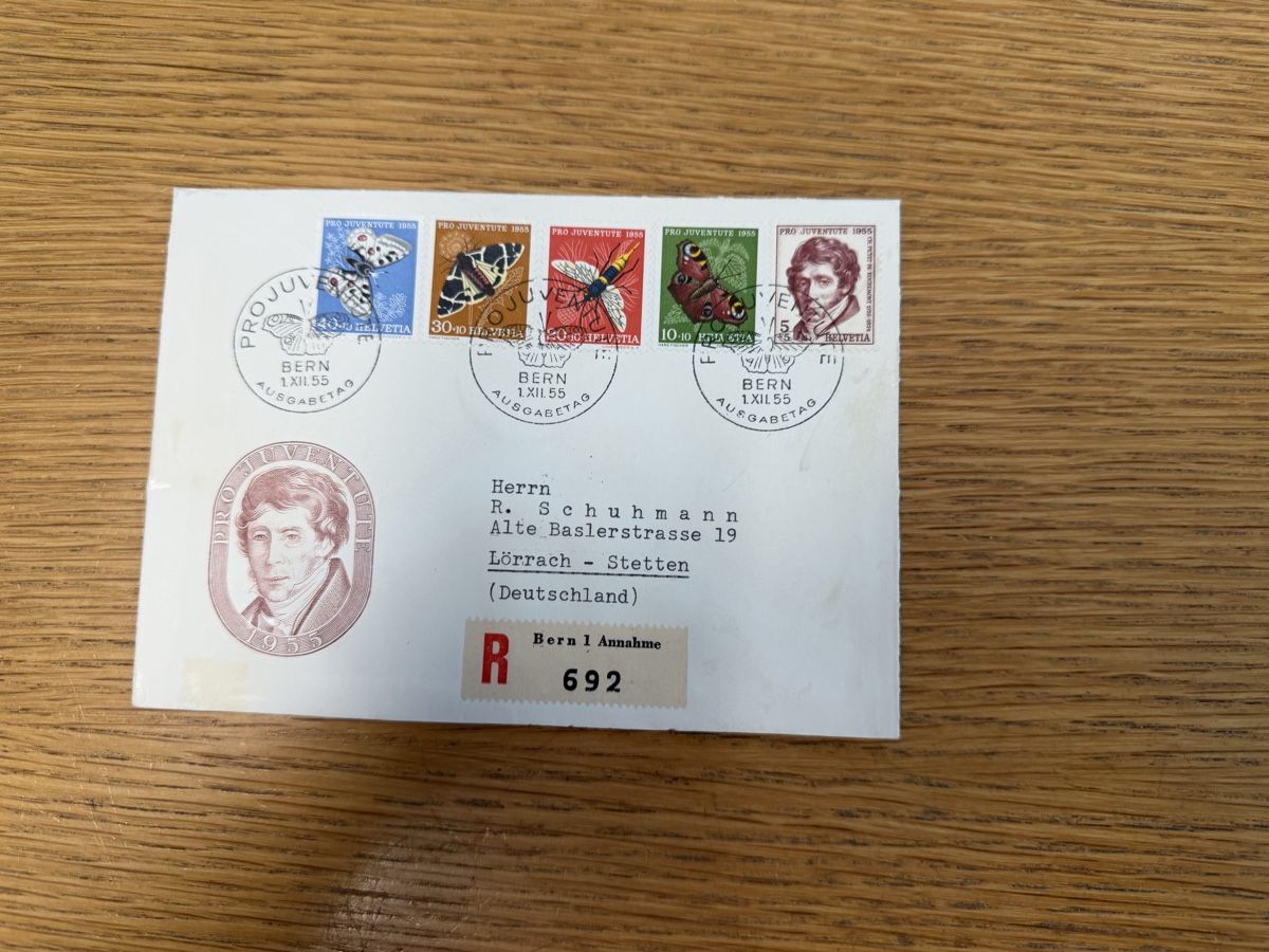 Tutti i francobolli: FDC Pro Juventute 1.12.1955 Bern mit Satz – Usato da Murgenthal venduto da Tina_4055