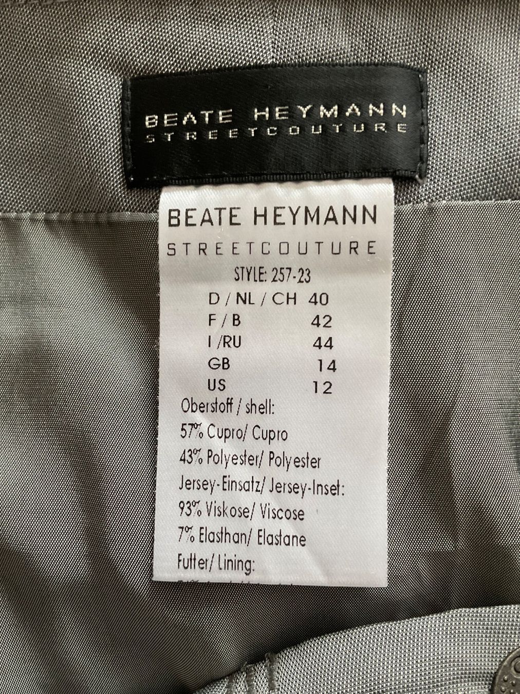 Gonne: BEATE HEYMANN Design Rock Gr 40 grau, mit Taschen – Usato da Urdorf venduto da alda02 8