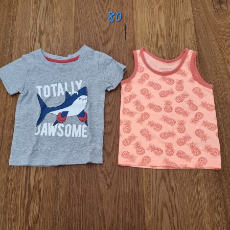 2er Pack Kinder T-Shirts Gr. 80 Hai/Ananas Sommer Oberteile
