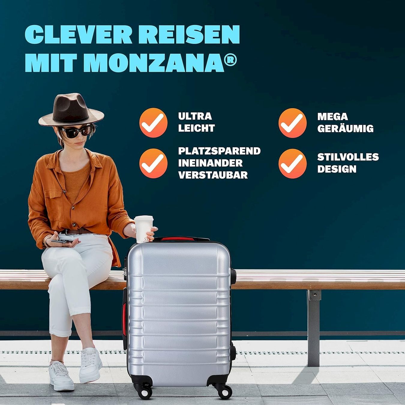 Valigie: Monzana 4er Koffer Set Baseline Silber – Nuovo e nell'imballaggio originale da Bottighofen venduto da zaap 2