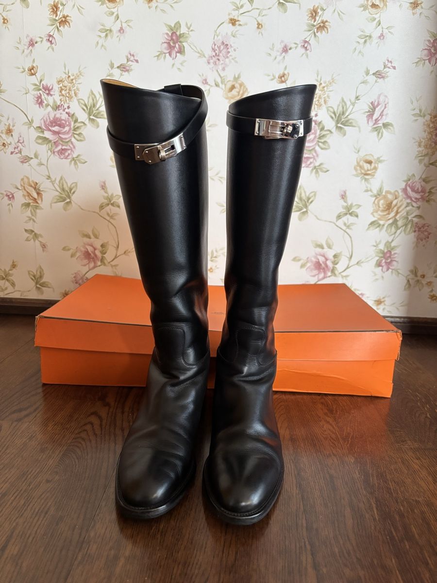 Hermès Chaussures femmes: Hermès Black Riding Leather Boots - Size 38.5 - Classic – D'occasion à Geneve par wer_7s7p 1