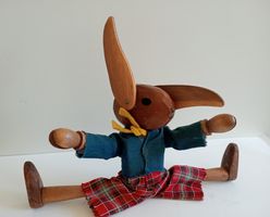 Vintage Holz Hase 21cm – Mid Century Design – Gliederpuppe