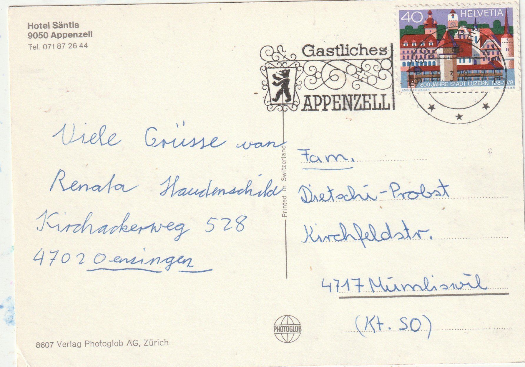 Cartoline postali: Hotel Säntis Appenzell – Usato da Lumbrein venduto da made02 1