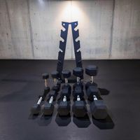 2,5 -15kg Pro Set - Rubber Hex Hanteln Dumbbells with Rack
