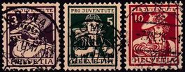 1916, Pro Juventute "Trachtenbilder" Nr. J4-6, gest. Serie.