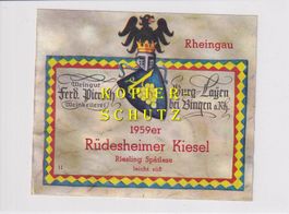 Etikette - Rüdesheimer Kiesel 1959 Spätlese leicht süss /bd