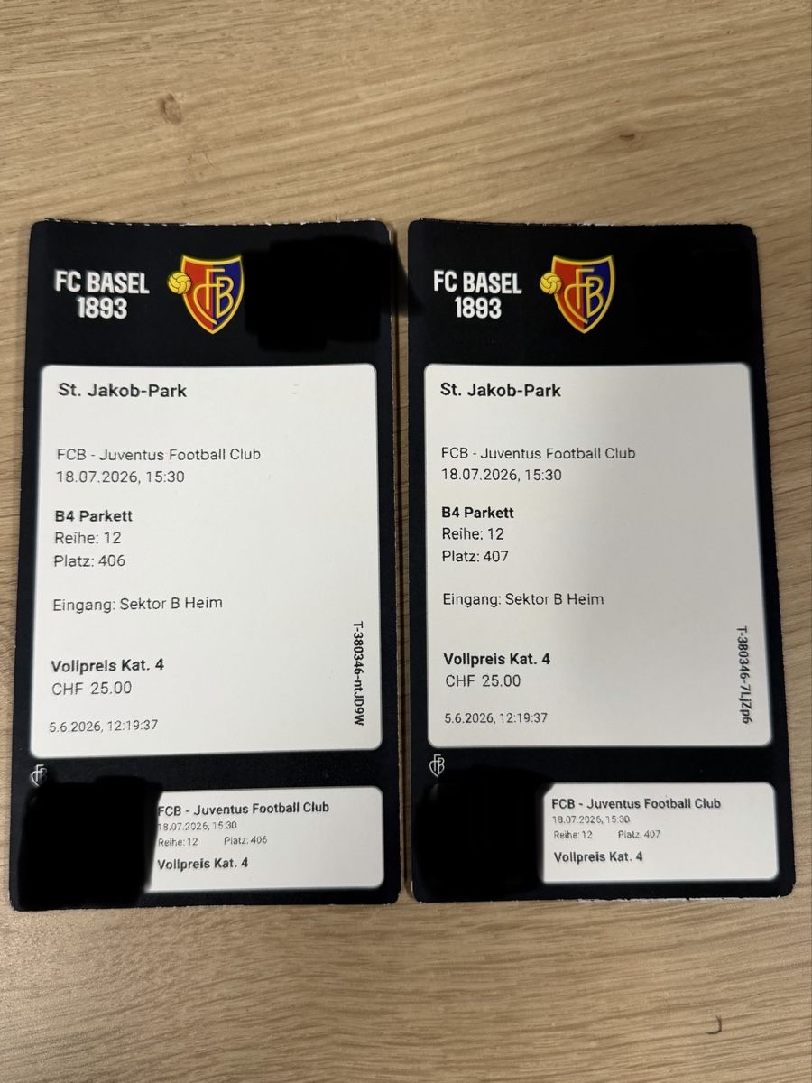 Tickets: FCB - Juventus Tickets 2x – Neu (gemäss Beschreibung) aus Basel von Pokeemoncollector