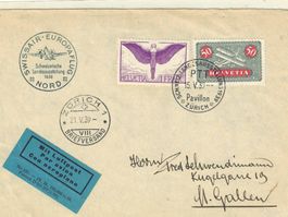 Luftpost Briefmarken SWISSAIR LANDESAUSSTELLUNG  1939 selten