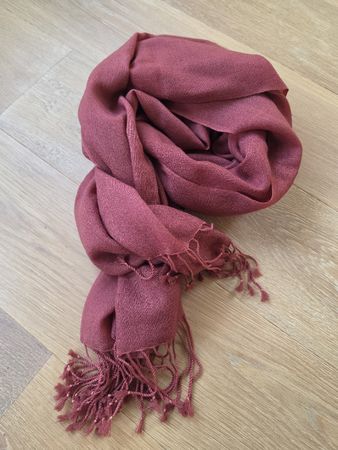 Pashmina-Schal rostrot, handgemacht in Nepal, neuwertig