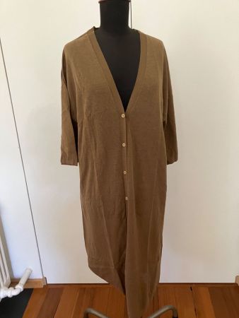 Langer Cardigan aus Baumwolle / Leinen