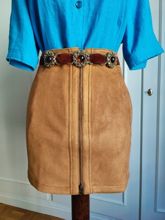 Esmara Brown Faux Suede Zip Mini Skirt New