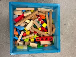 Holzbauklötze Set bunt sortiert gebraucht in Box
