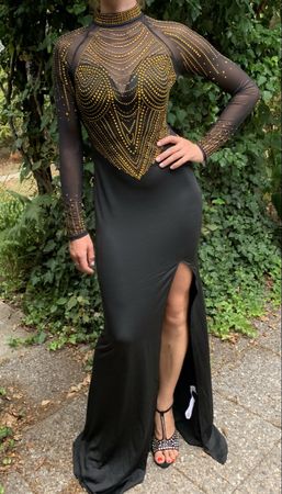 Glamour e sexy Maxi Abito-strass dorati -tgM/L-feste