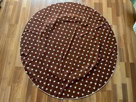 Runde Tischdecke, braun mit Herzen, Vintage Look, Top!