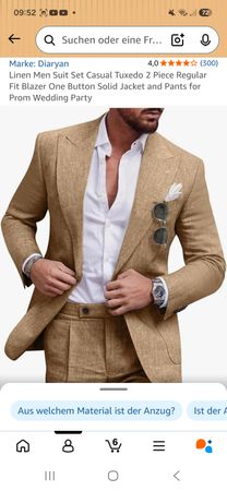 Leinen Anzug Herren Khaki Grösse L, 2-Teiler, Hochzeitsmode