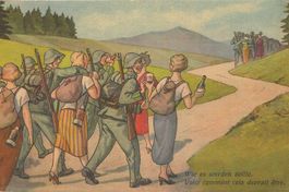 Militär Marsch mit Frauen Jux Karte Motiv 1 1 sehr gut erhal