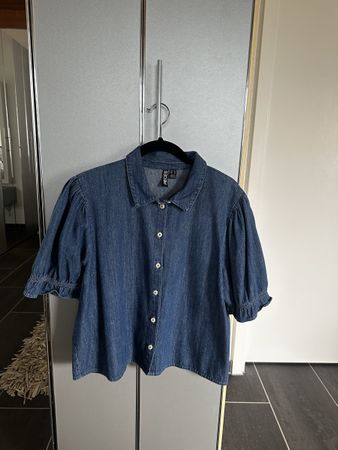 Jeans-Bluse Pieces, kurzarm Grösse XL guter Zustand