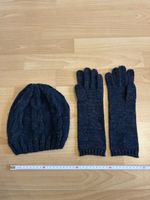 Winter Set: Mütze & Handschuhe, Dunkelblau, Glitzer, Neu!