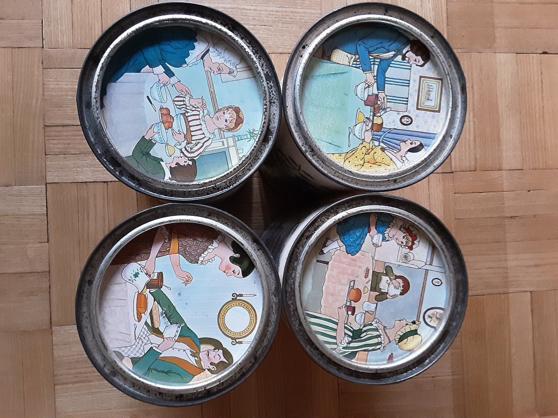 Barattoli: 4 ANTIKE Blechdosen KAFFEE – Usato da Münchenstein venduto da Bonanza1950