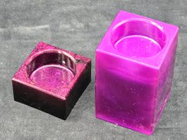 2er Set Teelichthalter Würfel, violett - tolle Dekoration!