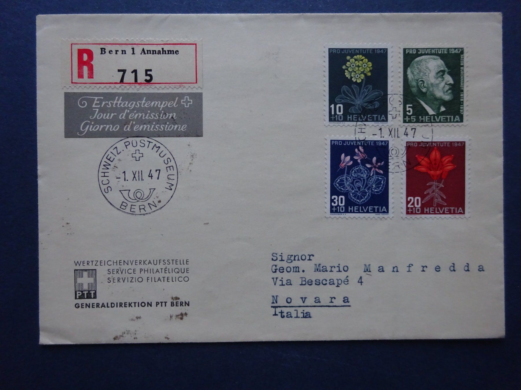 Tutti i francobolli: 1947 Pro Juventute FDC – Usato da Appenzell-Steinegg venduto da adi1975