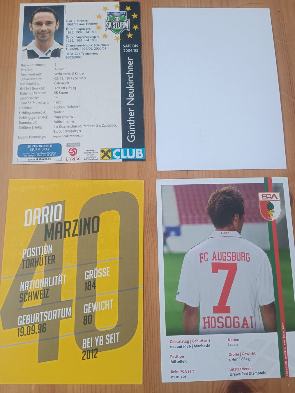 Autografi: Fussball-Mix - 4 signierte Autogrammkarten - Set – Usato da Menziken venduto da Artographs 1