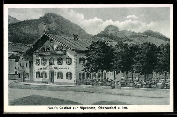 Cartoline postali: Hans Pernat: Oberaudorf a. Inn, Auer's G – Usato da Berlin venduto da bartko-reher