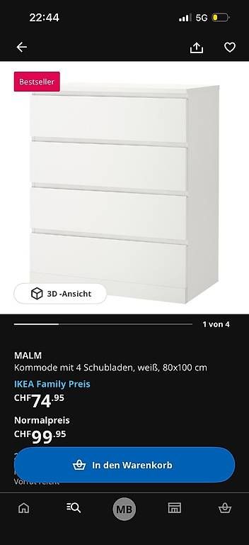 Kommoden: Malm cassettiera con 4 cassetti – Gebraucht aus Losone von mag_cpc5