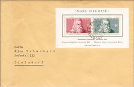 IMABA Basel Gedenkblock auf Brief