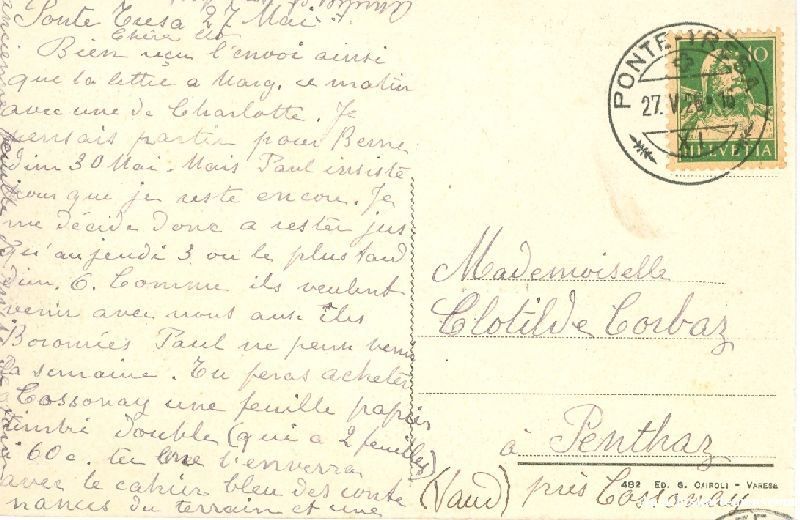 Cartoline postali: Ponte Tresa + 1926 – Usato da Emmenbrücke venduto da teestube 1