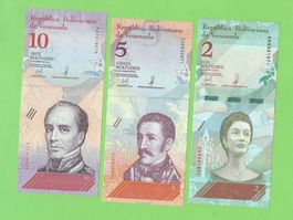 Venezuela Banknoten Set, 2, 5, 10, 20, 50 Bolivares