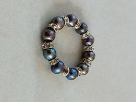 Perlen und Swarovski Kristalringe Fingerring Grösse 56