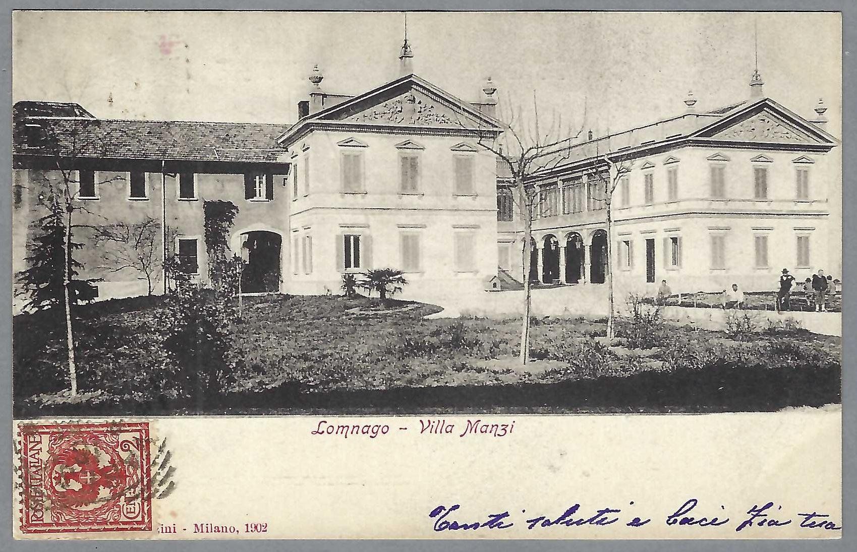 Cartoline postali: 1912, LOMNAGO, VILLA MANZI – Usato da Pura venduto da ulisse1957