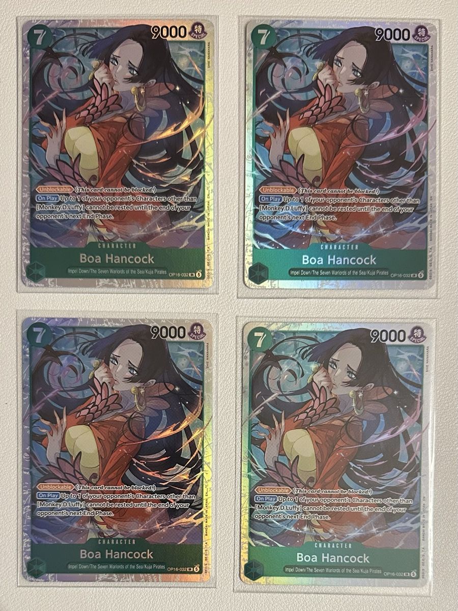 Bandai Carte collezionabili: One Piece Boa Hancock 4x SR – Nuovo (secondo la descrizione) da Buchs AG venduto da card-pirate