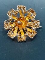 Silber vergoldet- Vintage Brosche in Blumenform - Filigran!