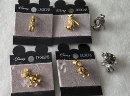 Disney 3D Pins, 6 Stk., Gold/Silberfarben, TOP Zustand!