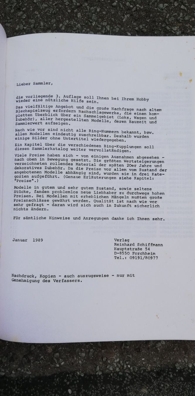 Bing Modelleisenbahnen: Schiffmann Sammlerkatalog Bing Sp0 – Gebraucht aus Thun von Matthias72 2