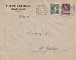 Schweiz-Brief Basel-Mischfrankatur 1921