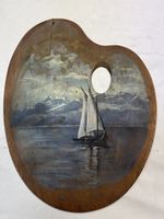 Holzpalette mit Segelschiff-Motiv, Vintage Deko-Objekt